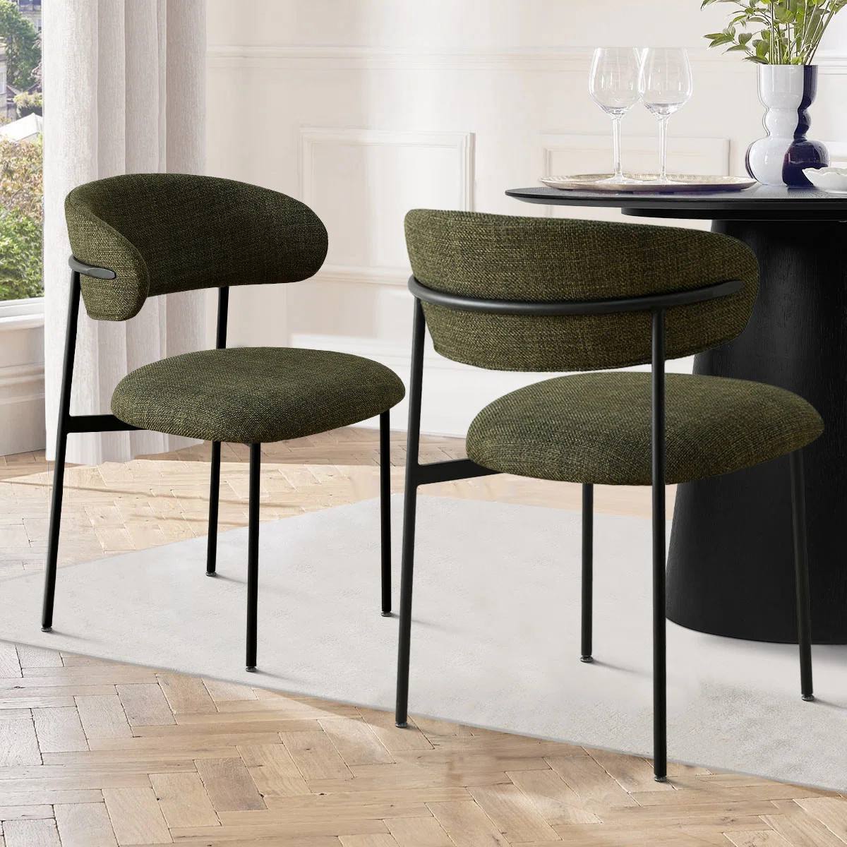 Upholstered Dining Chair With Metal Legs (Set of 2) | Wayfair North America
