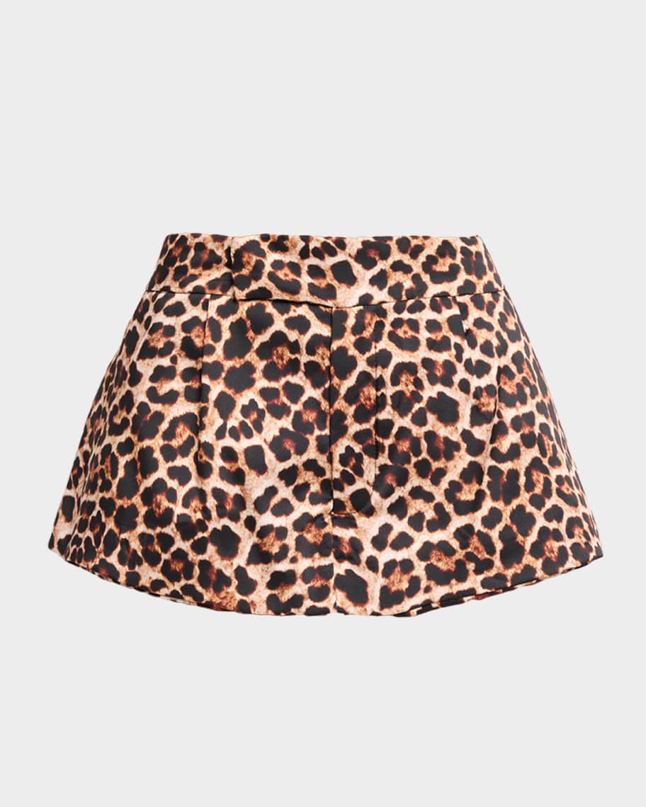 Marques'Almeida Leopard-Print Satin Mini Skort | Neiman Marcus