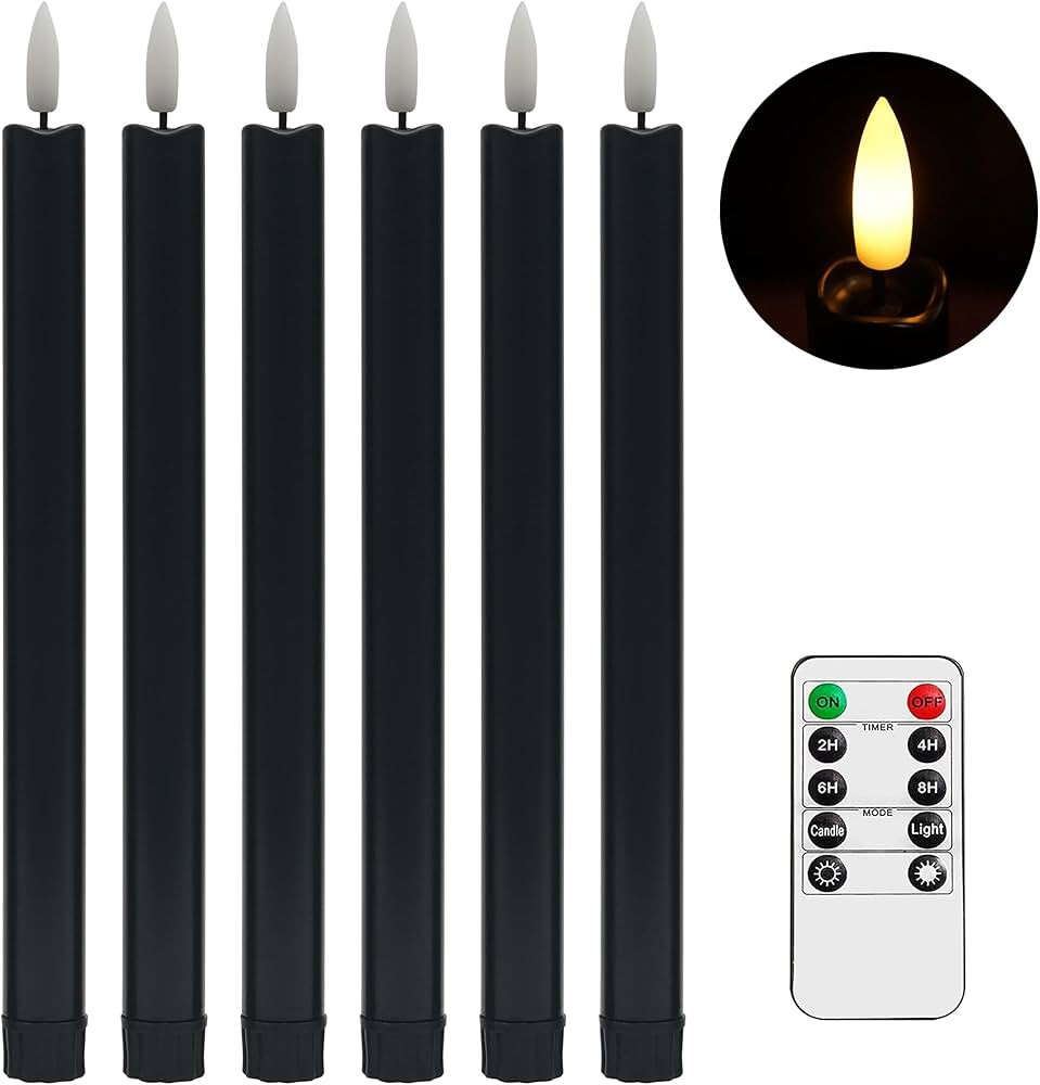 Stmarry Black Flameless Taper Candles with Remote - 10 Inch LED Candlesticks Flickering, Realisti... | Amazon (US)
