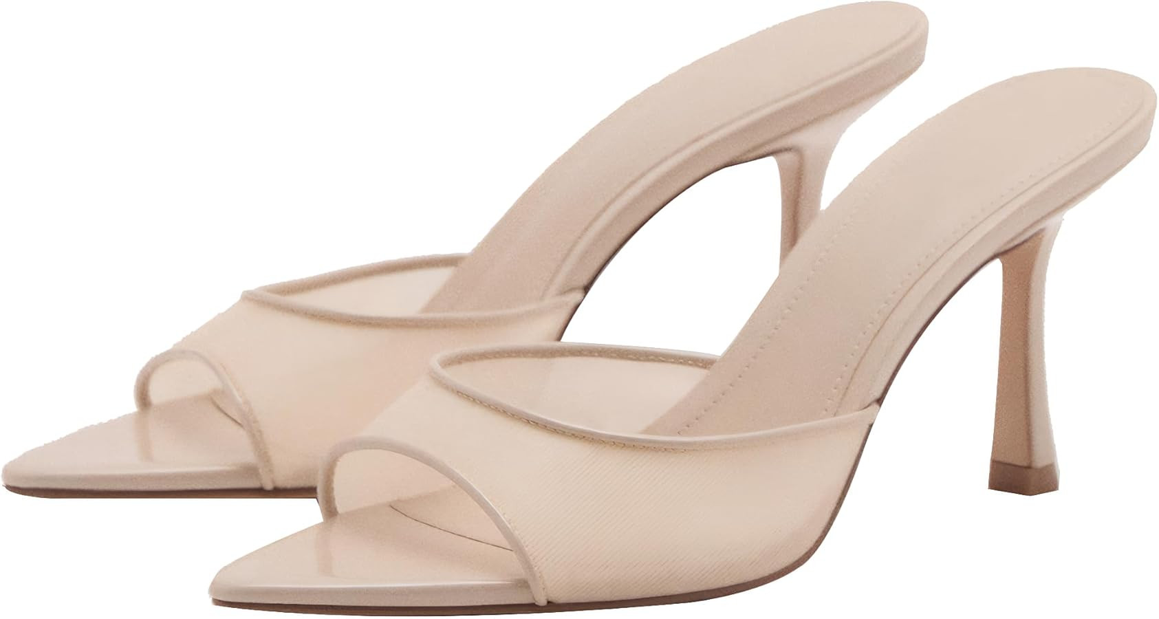 YIYA Women's Open Pointed Peep Toe Mules Kitten Heels Stiletto High Heels Slide Sandals Summer Sl... | Amazon (US)