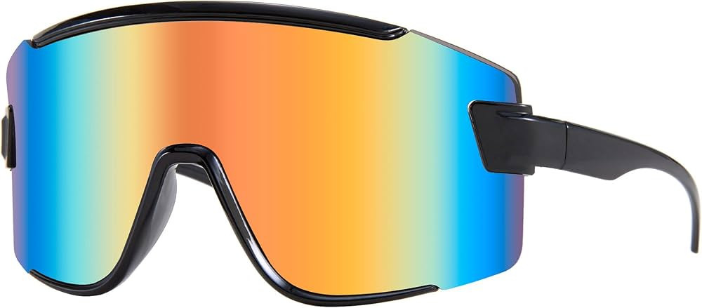 Karsaer Vision Big Shield Wraparound Sunglasses Rave for Men Women Neon Sun Visor Glasses Cycling... | Amazon (US)