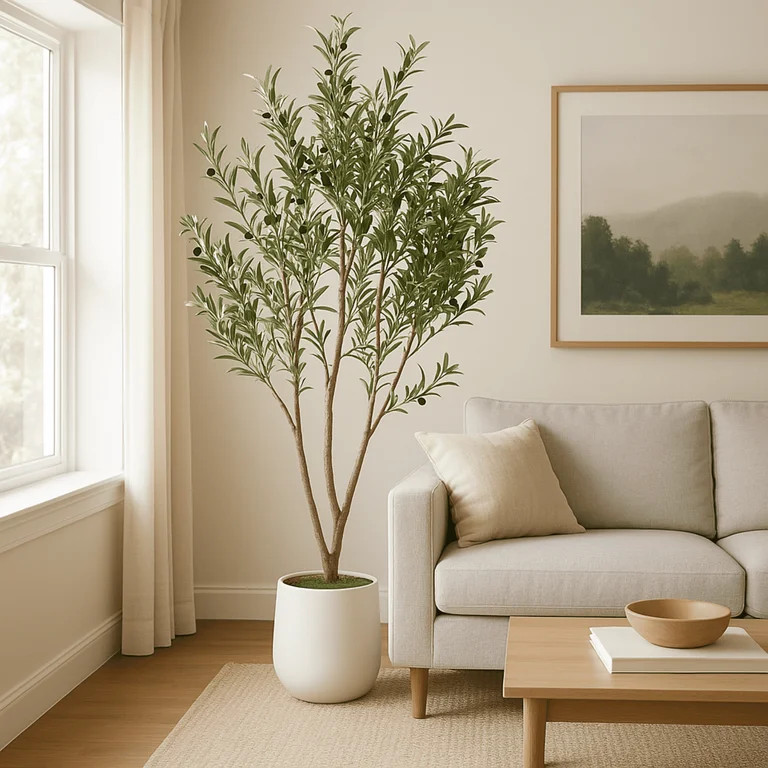 VIVATREES 6FT Artificial Olive Tree Faux Olive Plant Realistic Leaves Silk Tree with White Pot Pl... | Walmart (US)