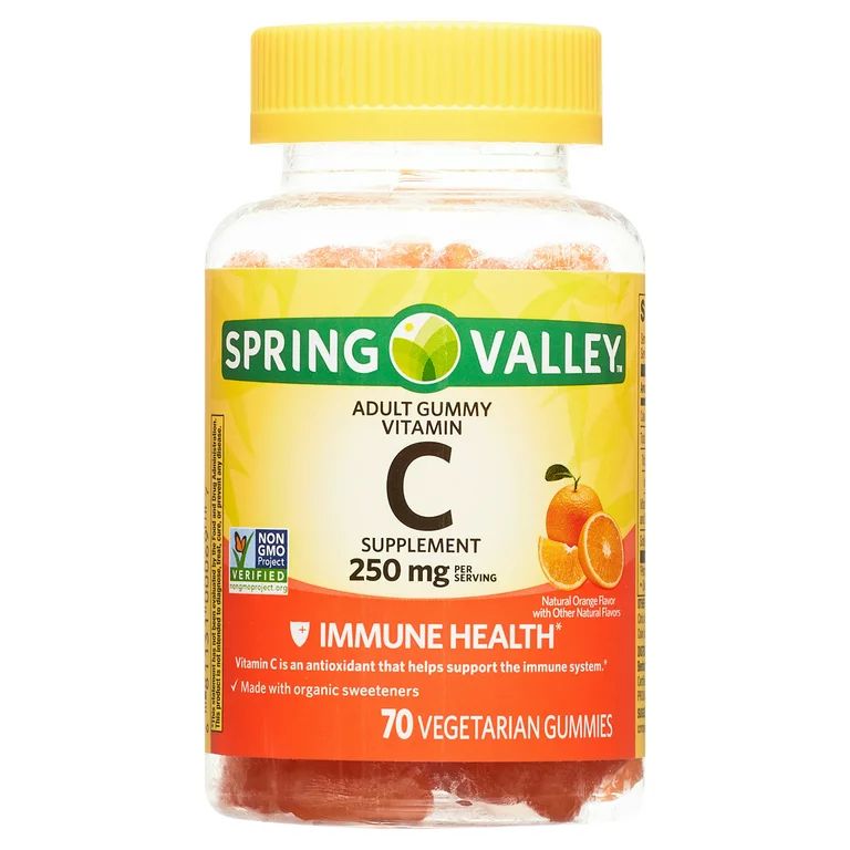 Spring Valley Non GMO Vitamin C Vegetarian Gummies, Orange, 250 mg, 70 Count - Walmart.com | Walmart (US)