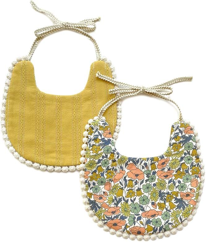 Baby Girl Reversible Bibs, Floral Cotton Bibs, Boho Vintage Lace Handmade Drool Burp Bibs for New... | Amazon (US)