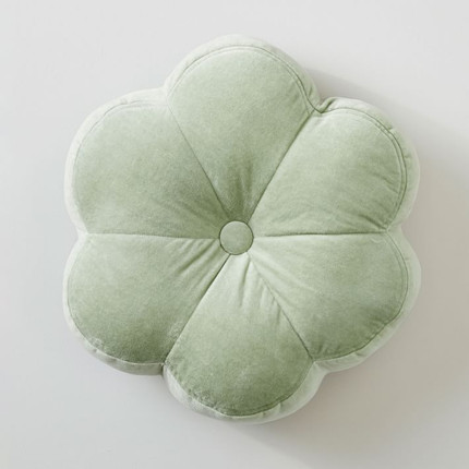 Click for more info about Flower Velvet Pillow, Shaped, Sage