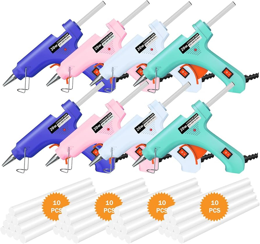 Mini Hot Glue Gun, 8 Pack Hot Glue Guns for Crafts with 40 Sticks Melt Glue Gun, Small Hot Melt G... | Amazon (US)