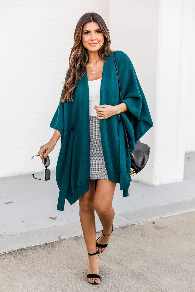 Endearing Intention Turquoise Belted Poncho | The Pink Lily Boutique
