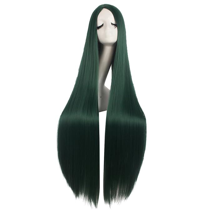 MapofBeauty 40 Inch/100cm Fashion Straight Long Costume Anime Wig (Pine Green) | Amazon (US)
