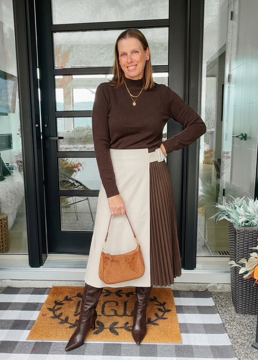 Sweater set for fall
Love the color blocked skirt set

Fall outfits, fall set, skirt outfit, style over 50, fall outfits, fall set, thanksgiving outfit