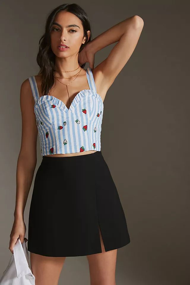 Maeve Striped Embroidered Cami | Anthropologie (US)