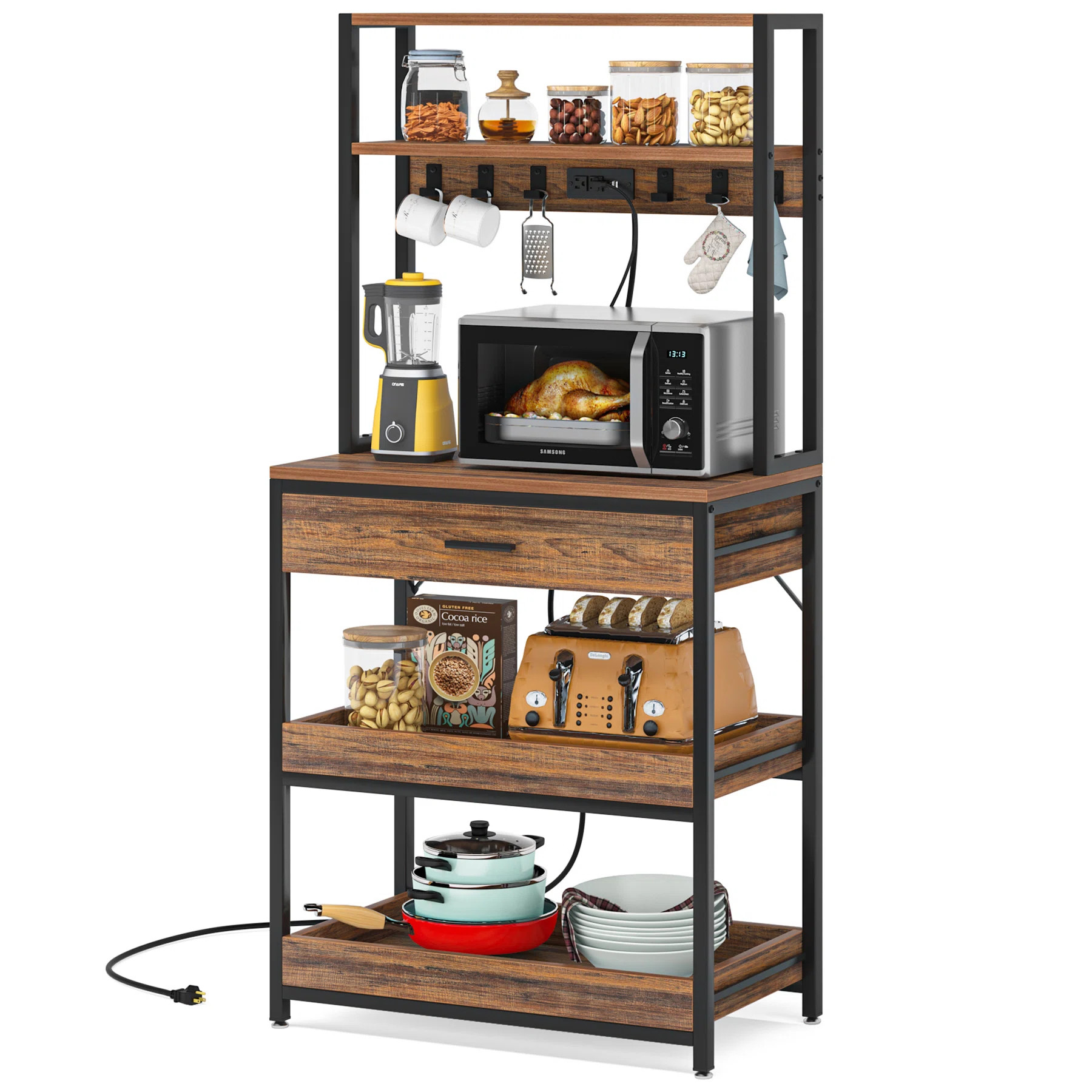 Rozel 31.4961'' Steel Standard Baker's Rack with Microwave Compatibility | Wayfair North America