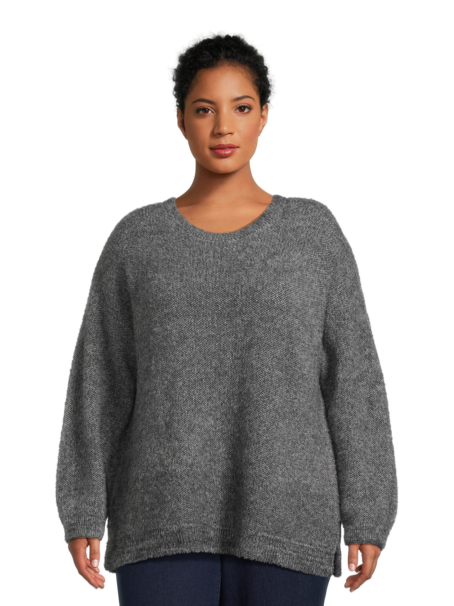 Terra & Sky Women's Plus Size Eyelash Knit Pullover Sweater, Midweight - Walmart.com | Walmart (US)