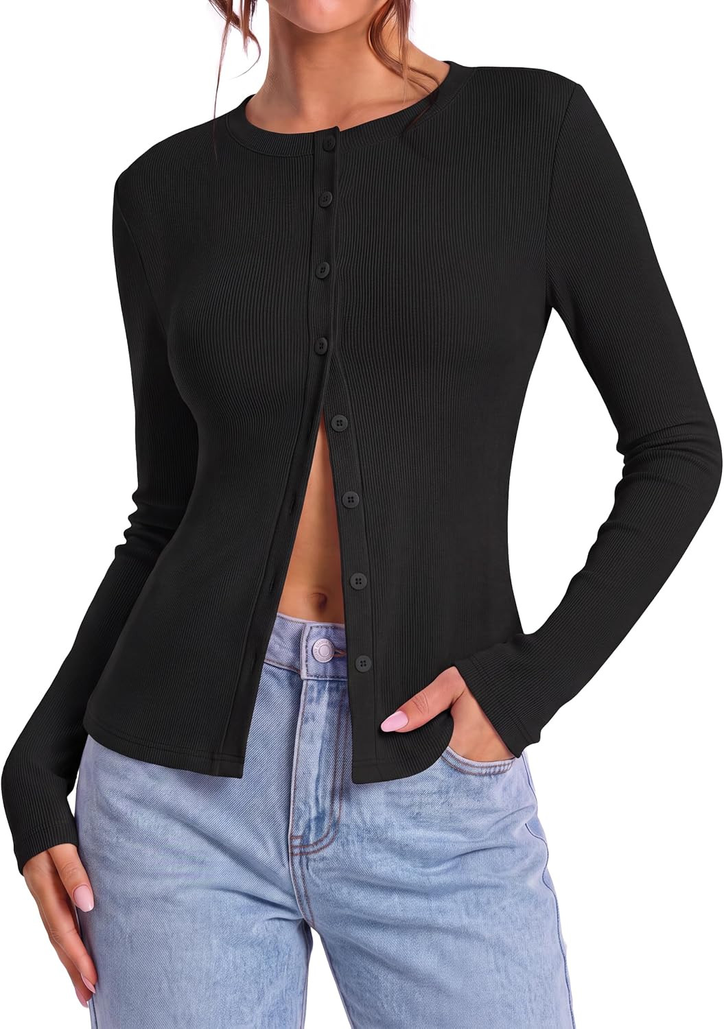 ZESICA Women Fall Long Sleeve Slim Knit Lightweight Cardigan Tops | Amazon (US)
