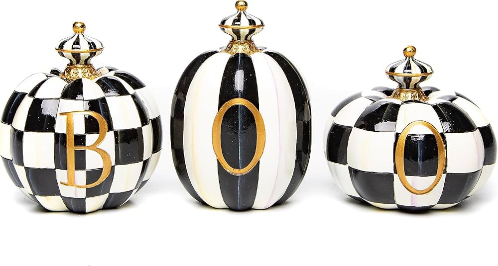 MACKENZIE-CHILDS “Boo” Resin Pumpkin Decor Set, Halloween Decor for Home Decoration, Set of 3 | Amazon (US)