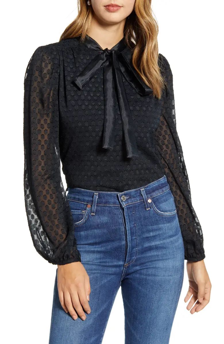 Textured Dot Bow Blouse | Nordstrom