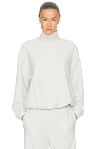 Nike Cozy Oversized Long Sleeve Mock Neck Top in Cream | FWRD 