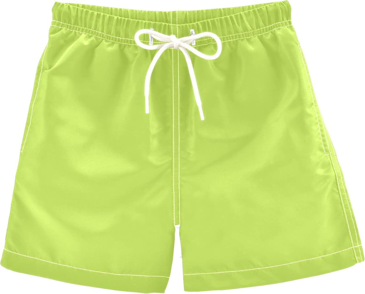 DOMIKING Neon Green Boys' Swim Trunks Mesh Lining Toddler Swim Shorts Quick Dry for Kids Adjustab... | Amazon (US)