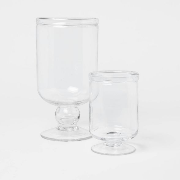 7.5&#34; x 5&#34; Glass Seeded Hurricane Candle Holder Clear - Threshold&#8482; | Target