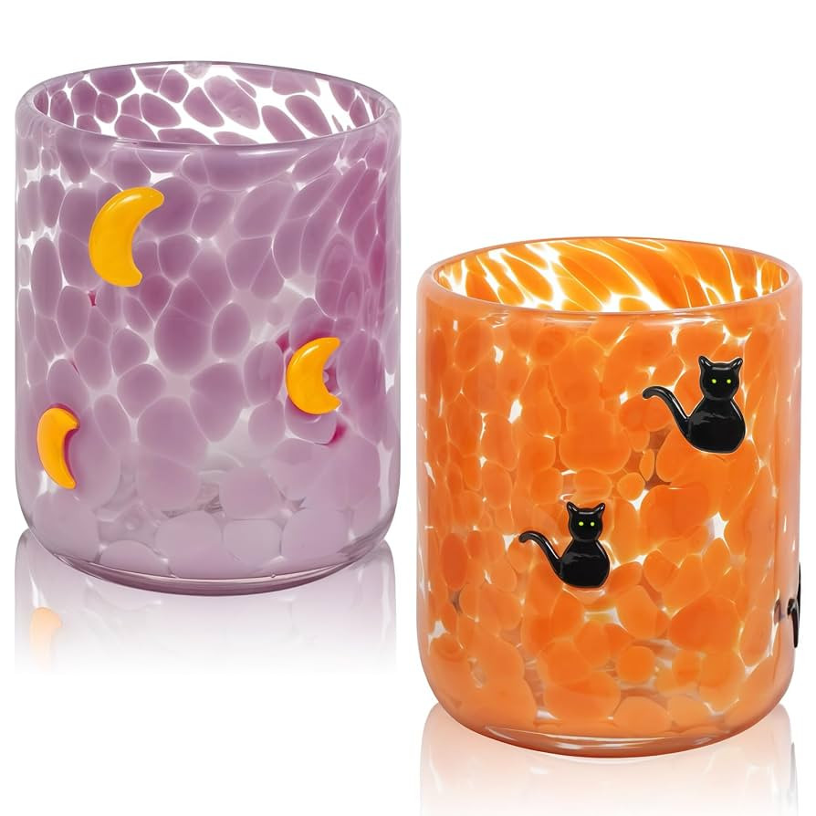2 Pcs Halloween Icon Juice Glasses, 14oz Icon Stemless Drinking Glasses Set, Ideal for Gift & Hal... | Amazon (US)