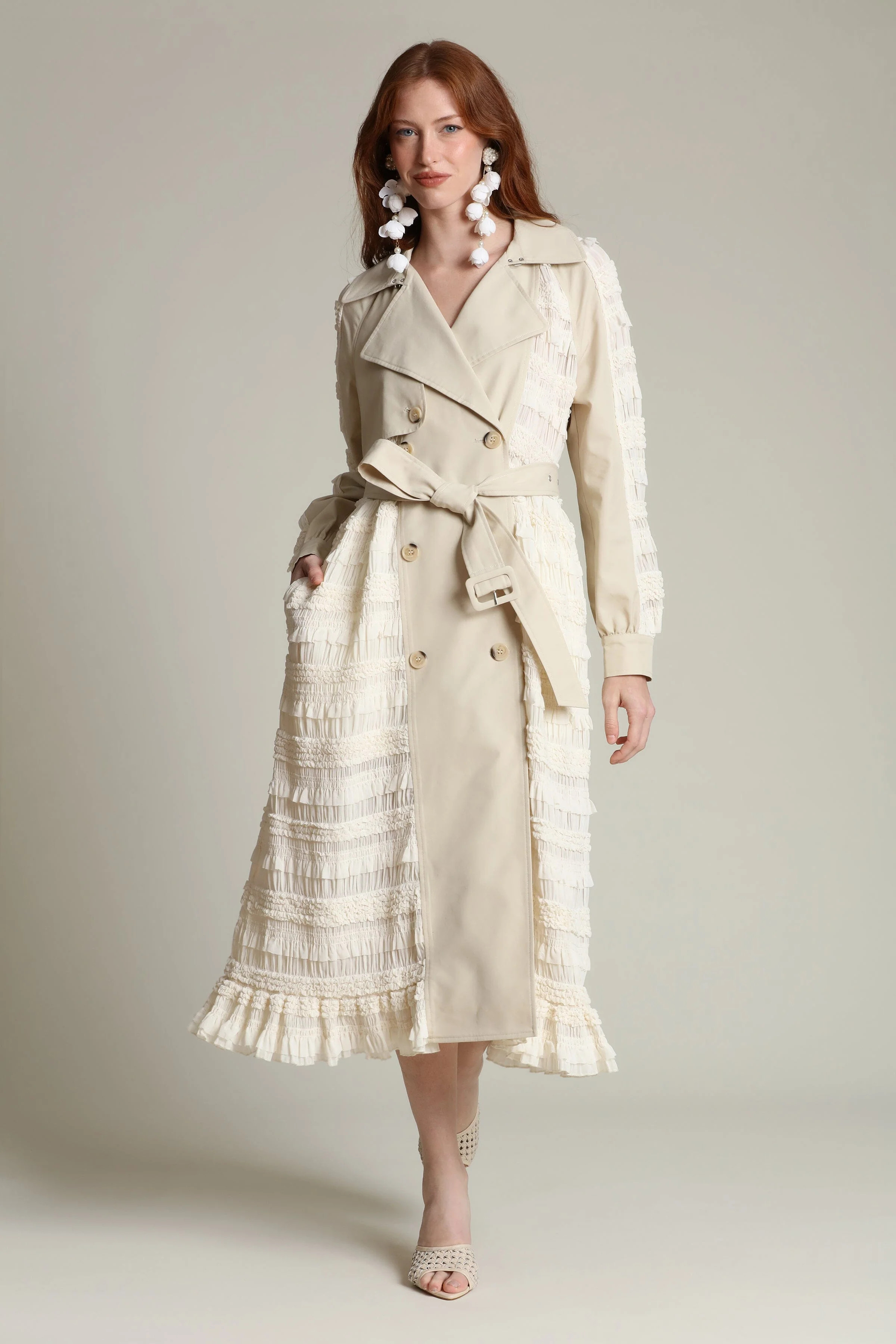 Mixed Media Chiffon Trench Coat | Avec Les Filles