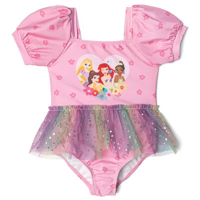 Disney Princess Toddler Girls Square Neck Mesh Tutu One Piece Bathing Suit Dress UPF 50+ Pink / Rainbow 3T | Target