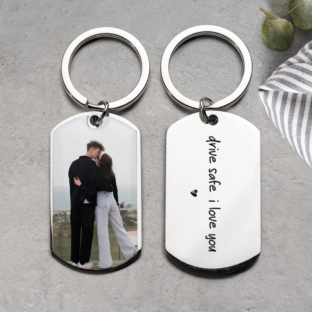 Custom Photo Keychain, Drive Safe I Love You Gift, Personalized Valentines Day Gift for Him, Anni... | Etsy (US)
