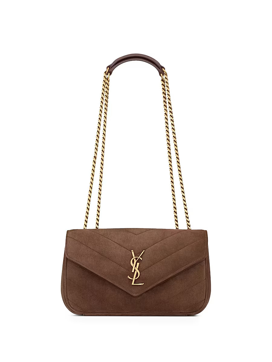 Women's Loulou Small Shoulder Bag in Matelassé Suede - Brown Coffee | Saks Fifth Avenue