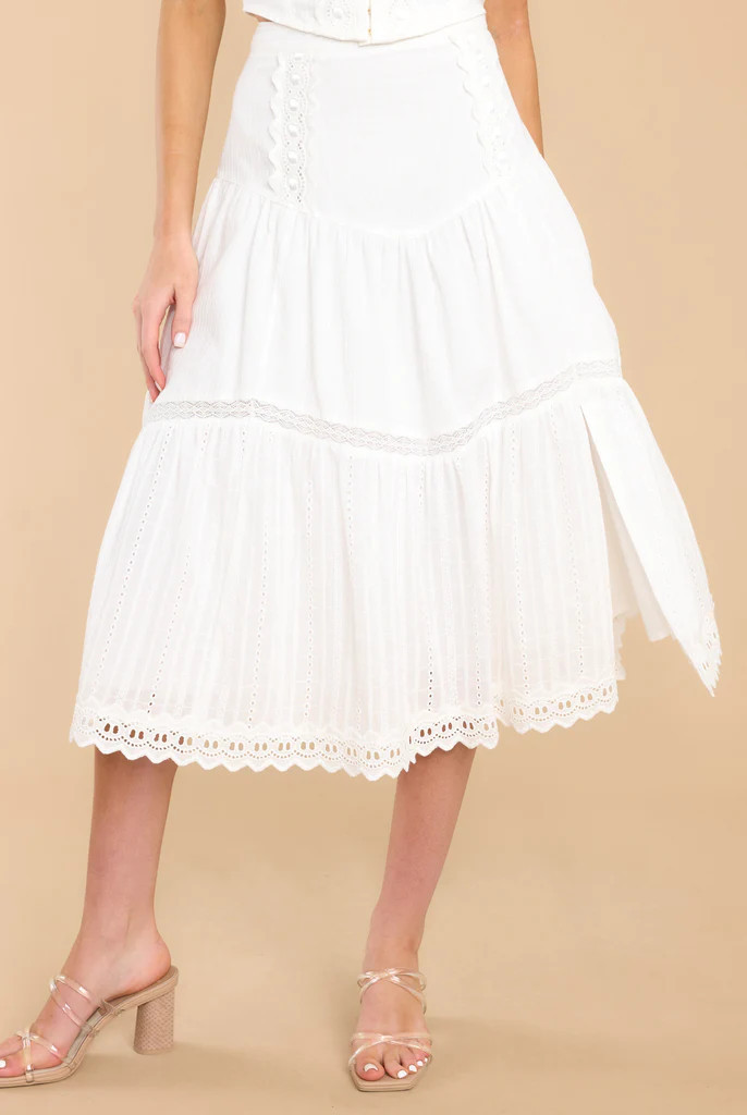 Follow The Flow White Midi Skirt | Red Dress 