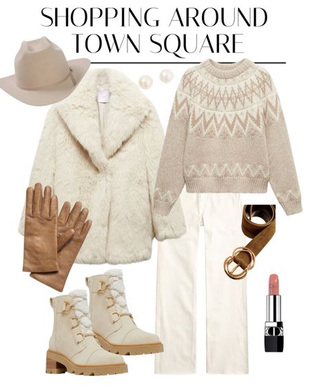 Shopping in town square outfit idea. Gorgeous faux fur coat and fair isle sweater. 

#LTKtravel #LTKstyletip #LTKSeasonal