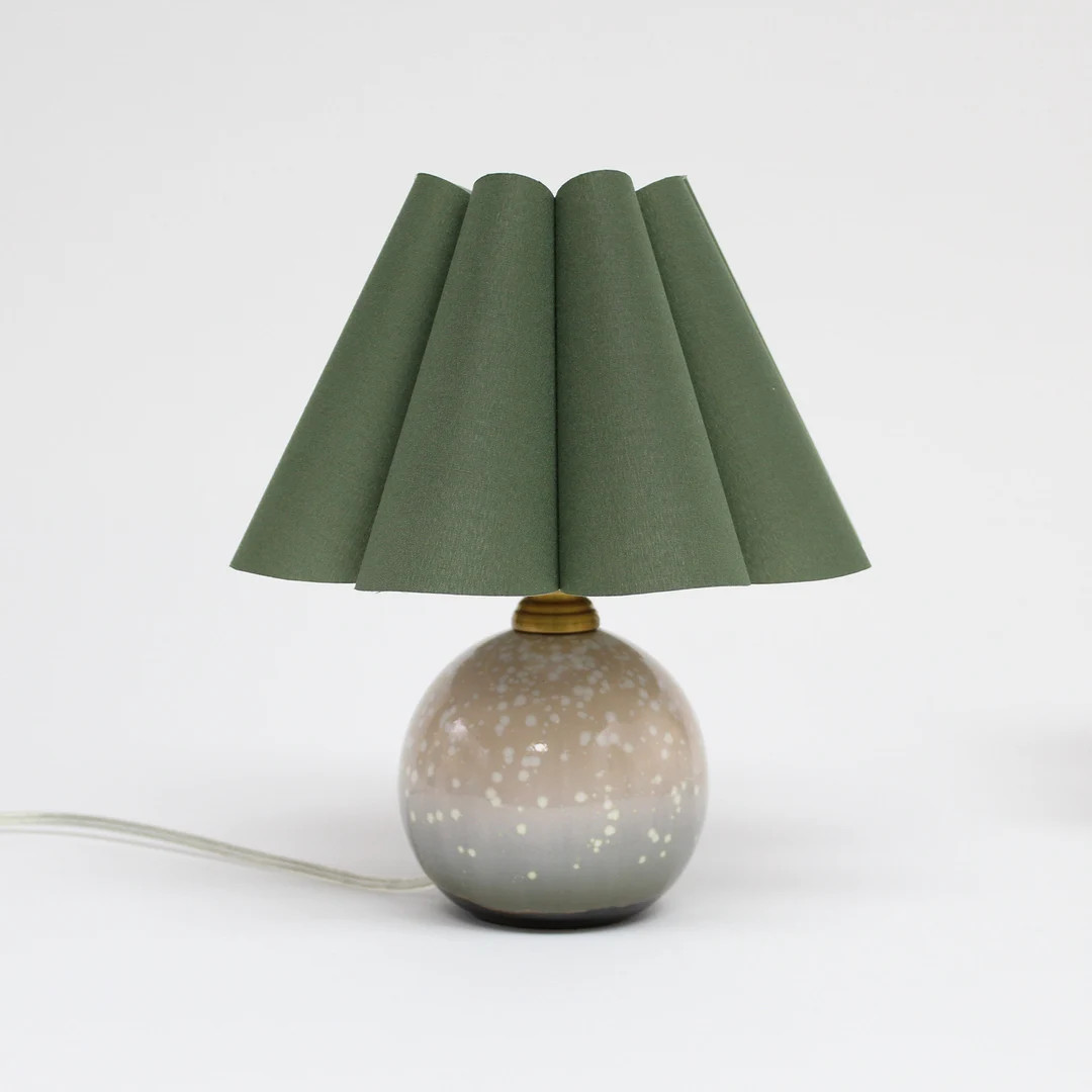 Handmade Moss Green Pleated Table Lamp with Ceramic Base-50# | Etsy (US)