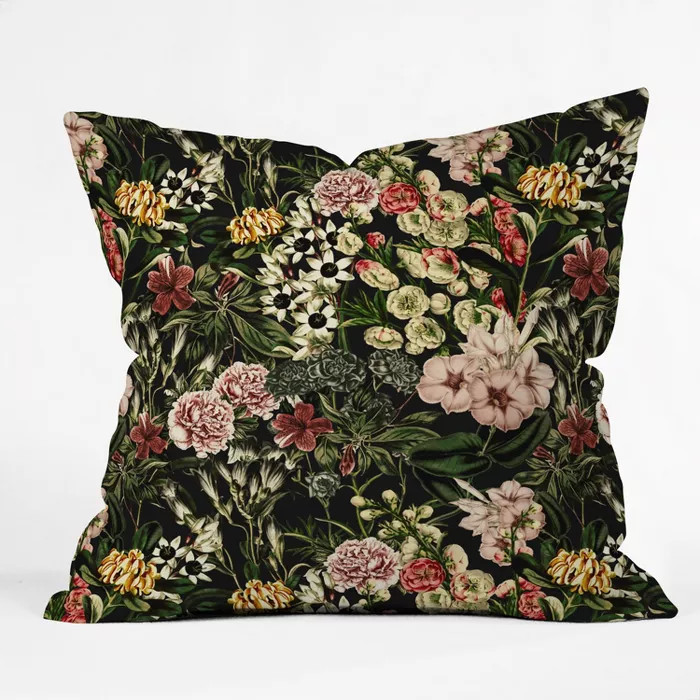 Marta Barragan Camarasa Dark Bloom Throw Pillow Black - Deny Designs | Target