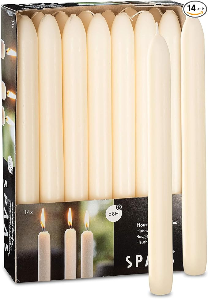 Tribello Ivory Candlesticks - Pack of 14 Cream Candle Sticks - Unscented 9" Tall Candlesticks - 8... | Amazon (US)