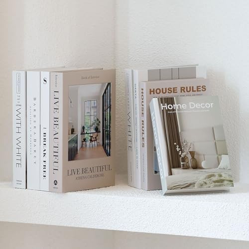 Vikber Decorative Books Set of 8 – Aesthetic Faux Books for Home Decor, Coffee Table Decor Books, Decorative Book Boxes for Bookshelf Styling, Modern Living Room & Shelf Decor | Amazon (US)