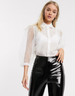 Stradivarius organza shirt with dots in white | ASOS | ASOS US