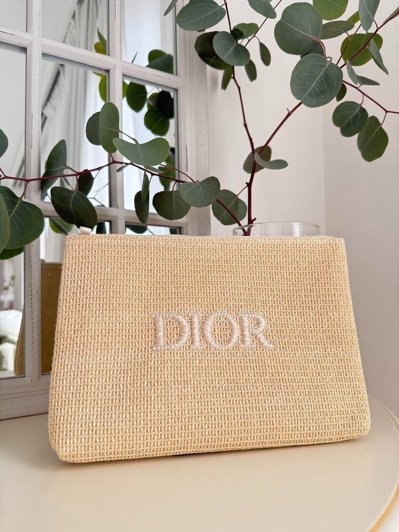 Christian Dior beauty Pouch Makeup Bag Case  RAFFIA | eBay US