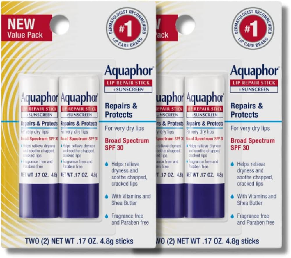 Aquaphor Lip Repair and Protect Ointment, SPF 30, Multipack, 4 x 0.17 OZ | Amazon (US)