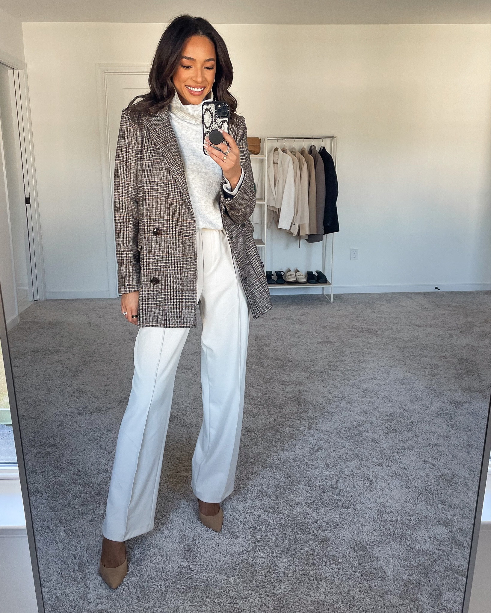 XS in plaid blazer, XS in turtleneck sweater, 4 in white trousers, pumps fit tts 







Fall outfit
Fall capsule wardrobe
Capsule wardrobe outfit
Fall work outfit
Work outfit 
Blazer outfit
Work pumps 
Work pants
Comfy pants 


#LTKstyletip #LTKworkwear #LTKSeasonal