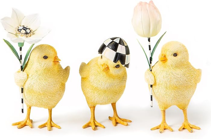 MACKENZIE-CHILDS Set of 3 Rose Garden Chicks, Spring Baby Chick Decorations, Easter Table Decor | Amazon (US)