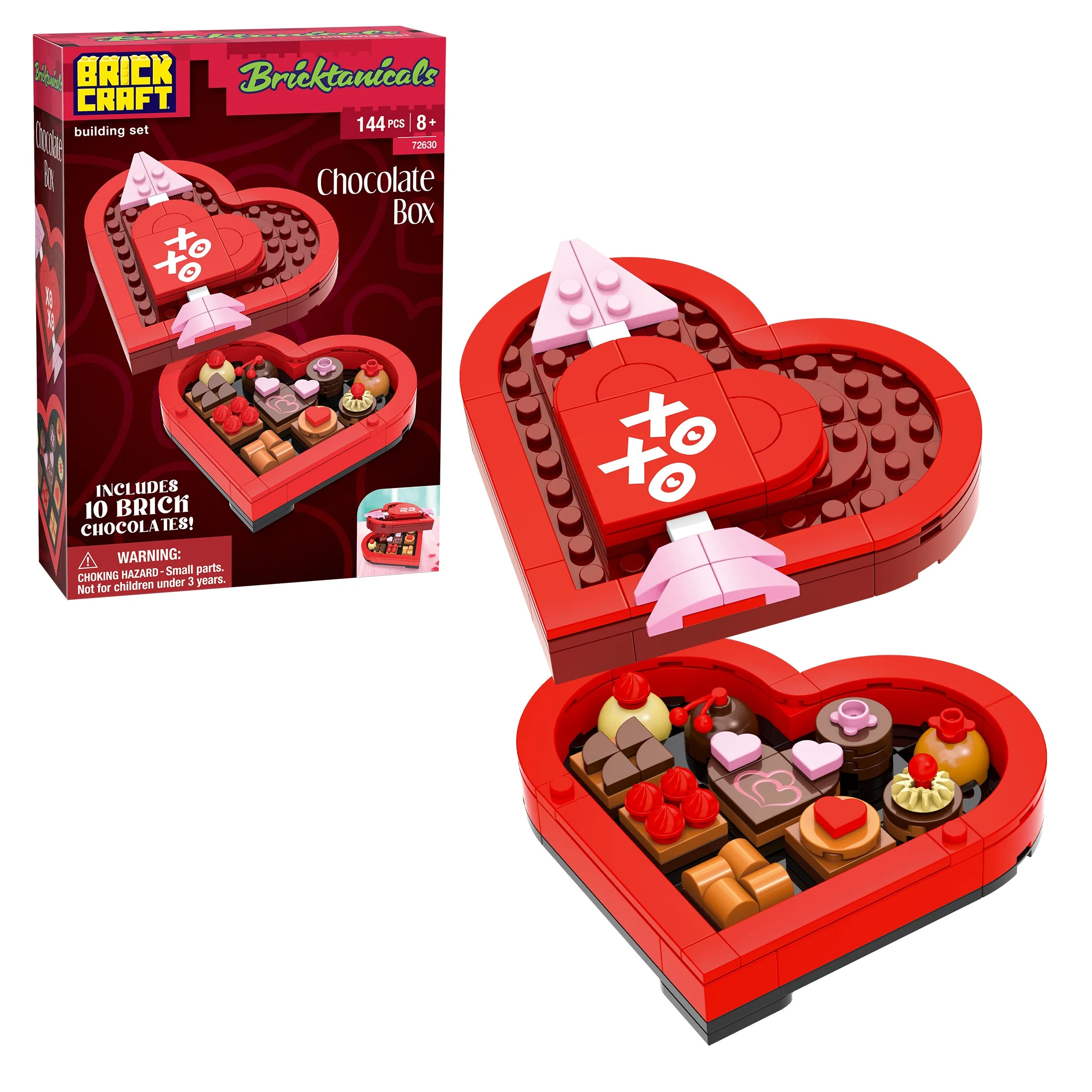 Brickcraft Bricktanicals Chocolate Box Building Kit (144-Piece Set), Heart-Shaped Candy Box, Vale... | Walmart (US)
