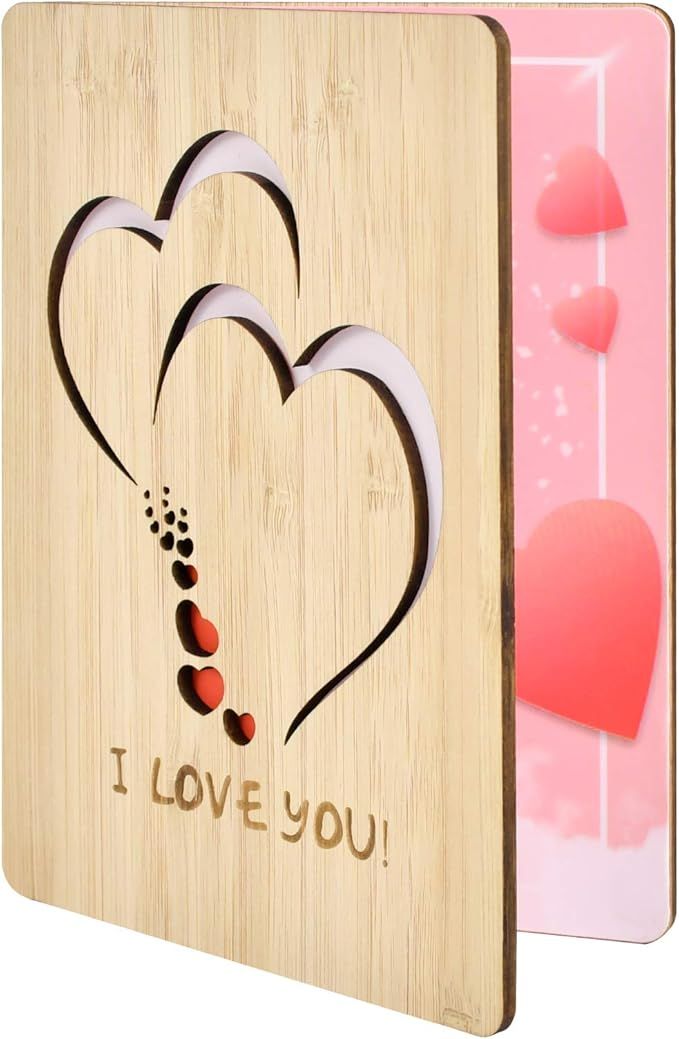 Lapogy I Love You Greeting Cards Handmade with Real Bamboo Wooden,Gift for Any Occasion,Anniversa... | Amazon (US)
