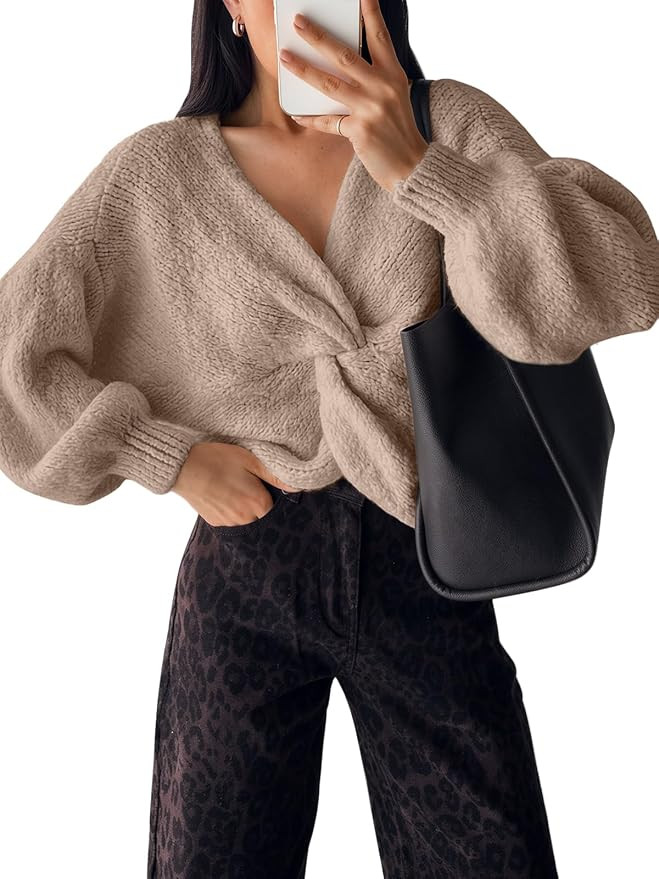 Trendy Queen Women Pullover Sweaters 2026 Fall Fashion Twist Knot Outfits | Amazon (US)