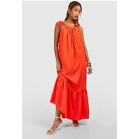 Womens Seersucker Tier Hem Maxi Dress - Orange - 10 | boohoo (US & Canada)