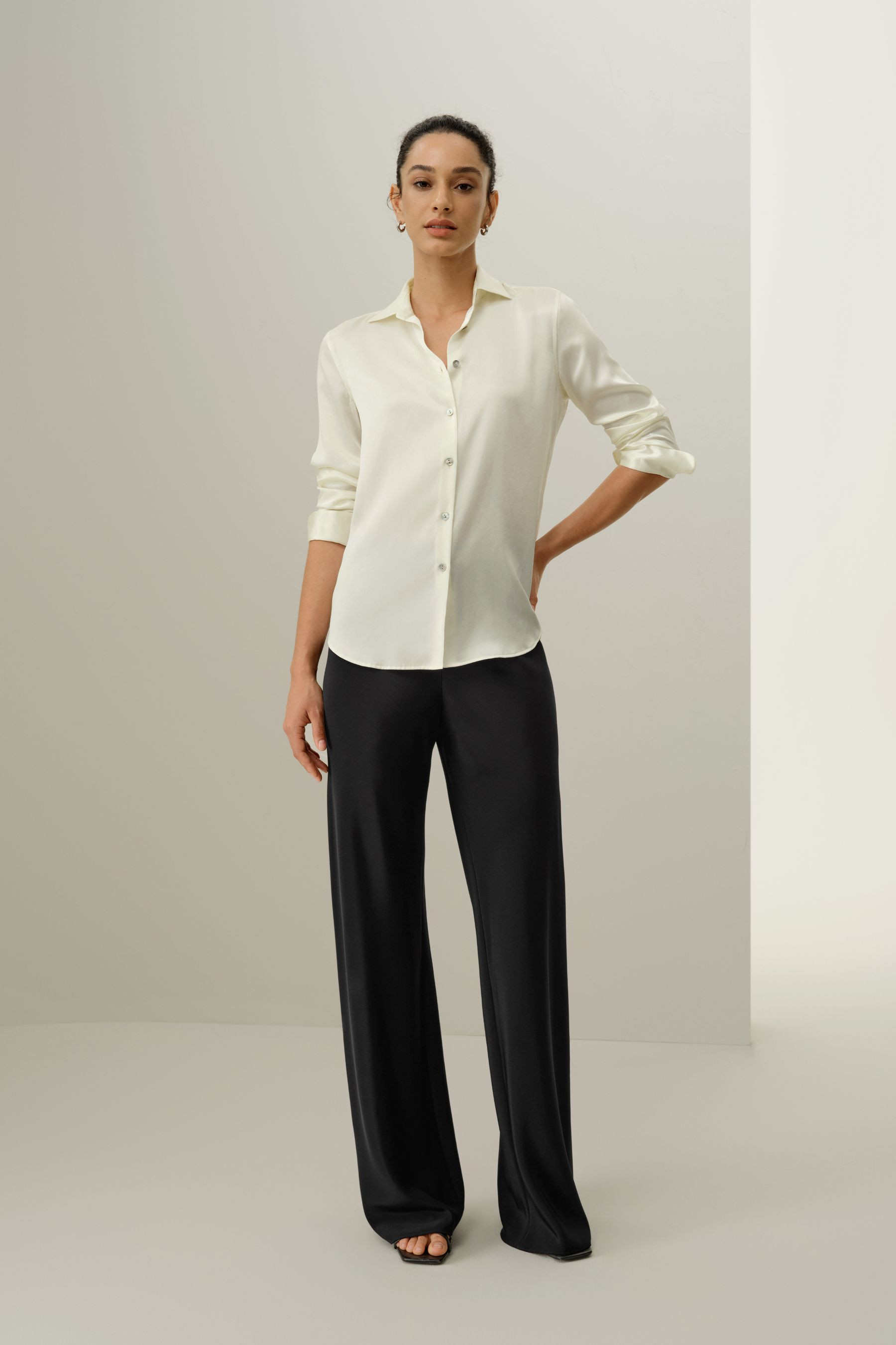 Spread Collar Silk Shirt | LILYSILK