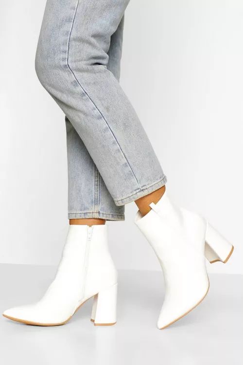 Wide Width Pointed Block Heel Shoe Boot | Boohoo.com (US & CA)