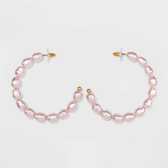 SUGARFIX by BaubleBar Pearl Hoop Earrings - Blush Pink | Target
