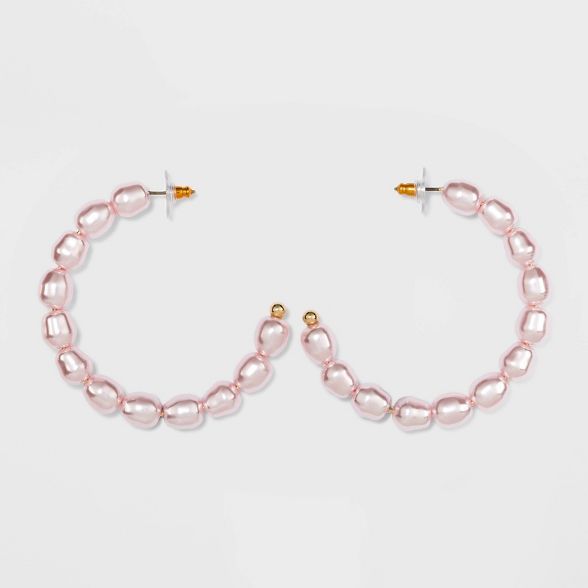 SUGARFIX by BaubleBar Pearl Hoop Earrings - Blush Pink | Target