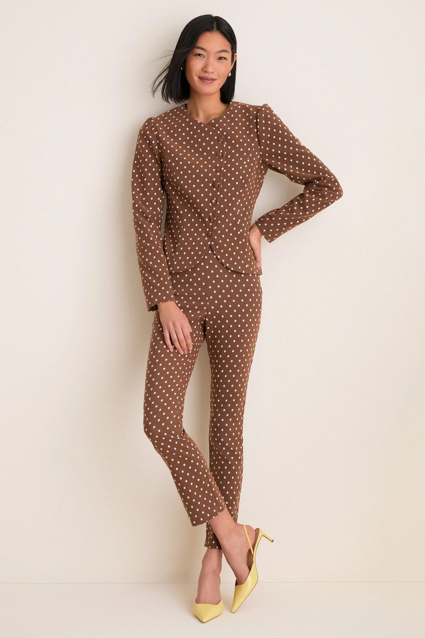 Cocoa Dot Stretch Jacquard Ashford Pants | Tuckernuck (US)