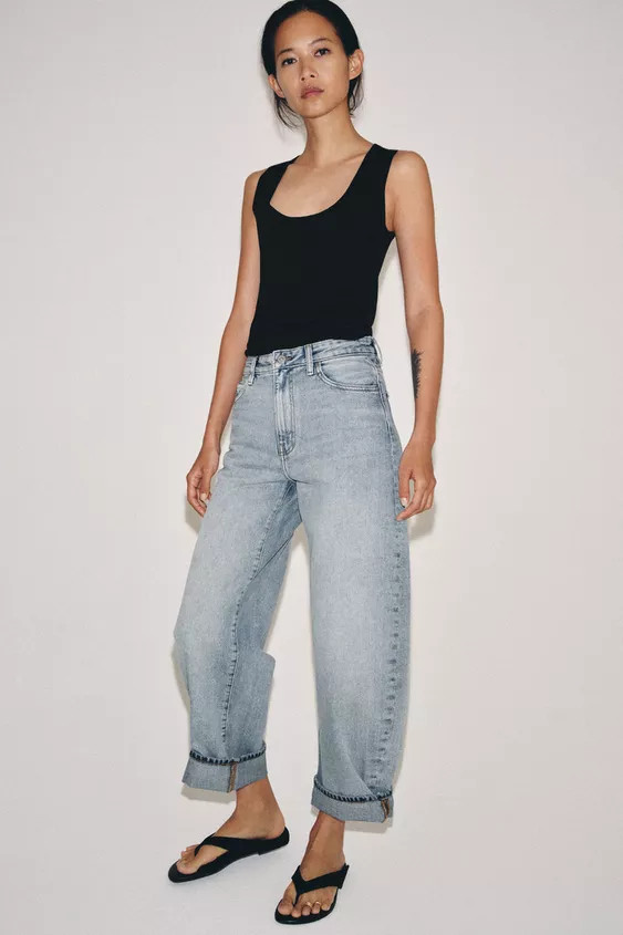 ZW COLLECTION MID-RISE BALLOON JEANS | Zara UK