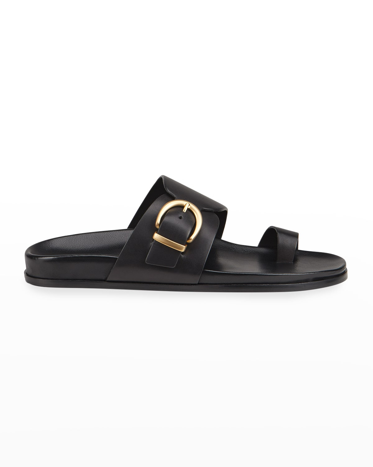 Cyrus Flat Buckle Slide Sandals | Neiman Marcus