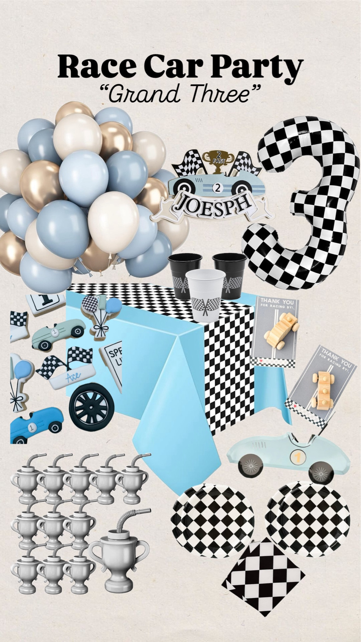 Race car party
Party theme
Party favors
Trophy cup
Race car boys party
Toddler party
Table cloth
Wooden race cars 
Plates
Paper goods
Balloon arch
Checkered balloon
Cake topper
Boys party themes
Fifth gear

#LTKFindsUnder50 #LTKParties #LTKKids